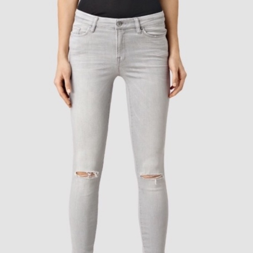 All Saints Light Grey Grace Denim Skinny Jeans